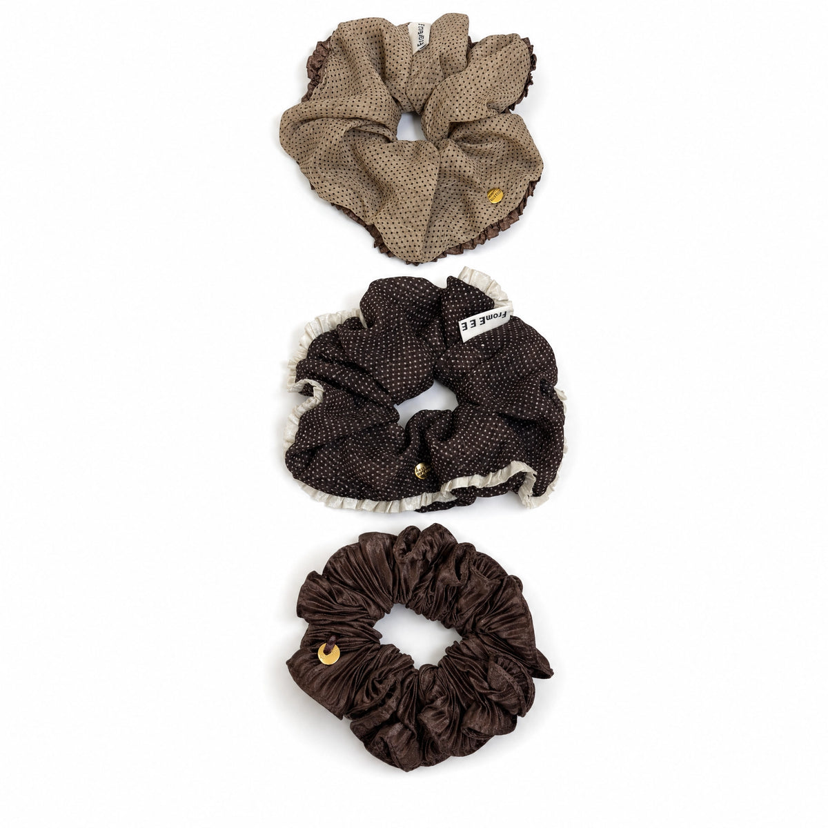 Autumn Polka Dot Ruffle Scrunchie Set