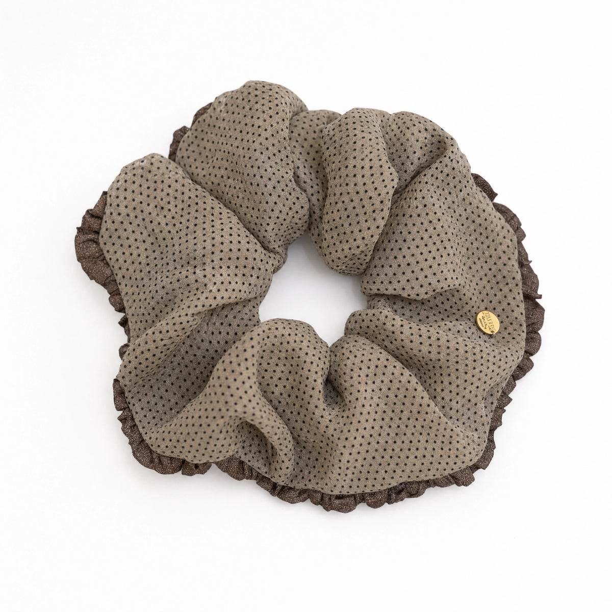Autumn Edition - Hazelnut Polka Dot Ruffle Scrunchie
