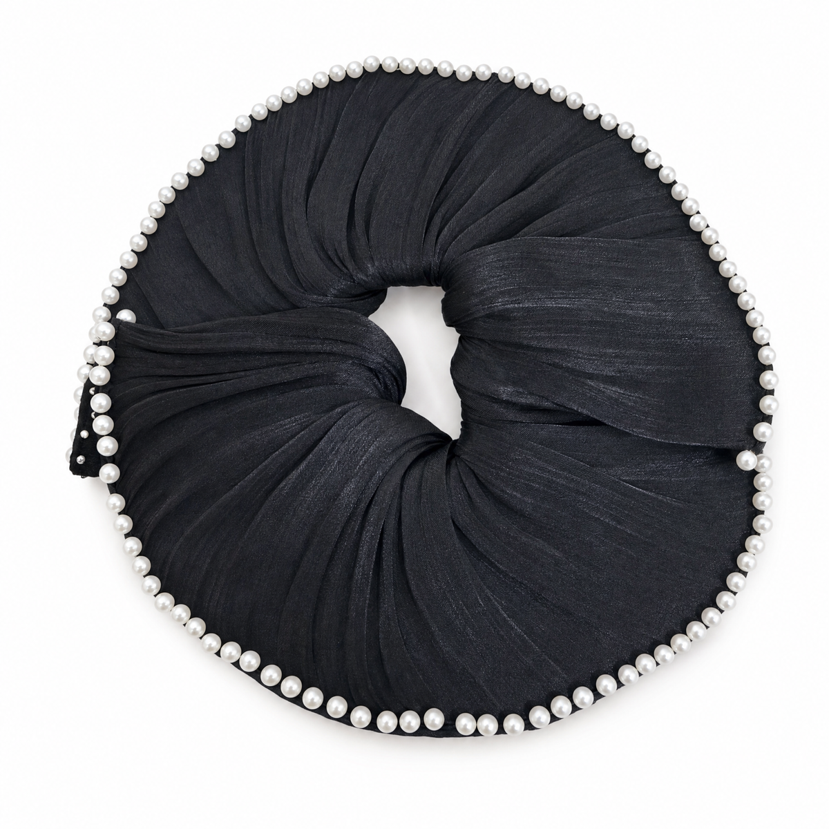 Parisian Pearl Scrunchie - Black
