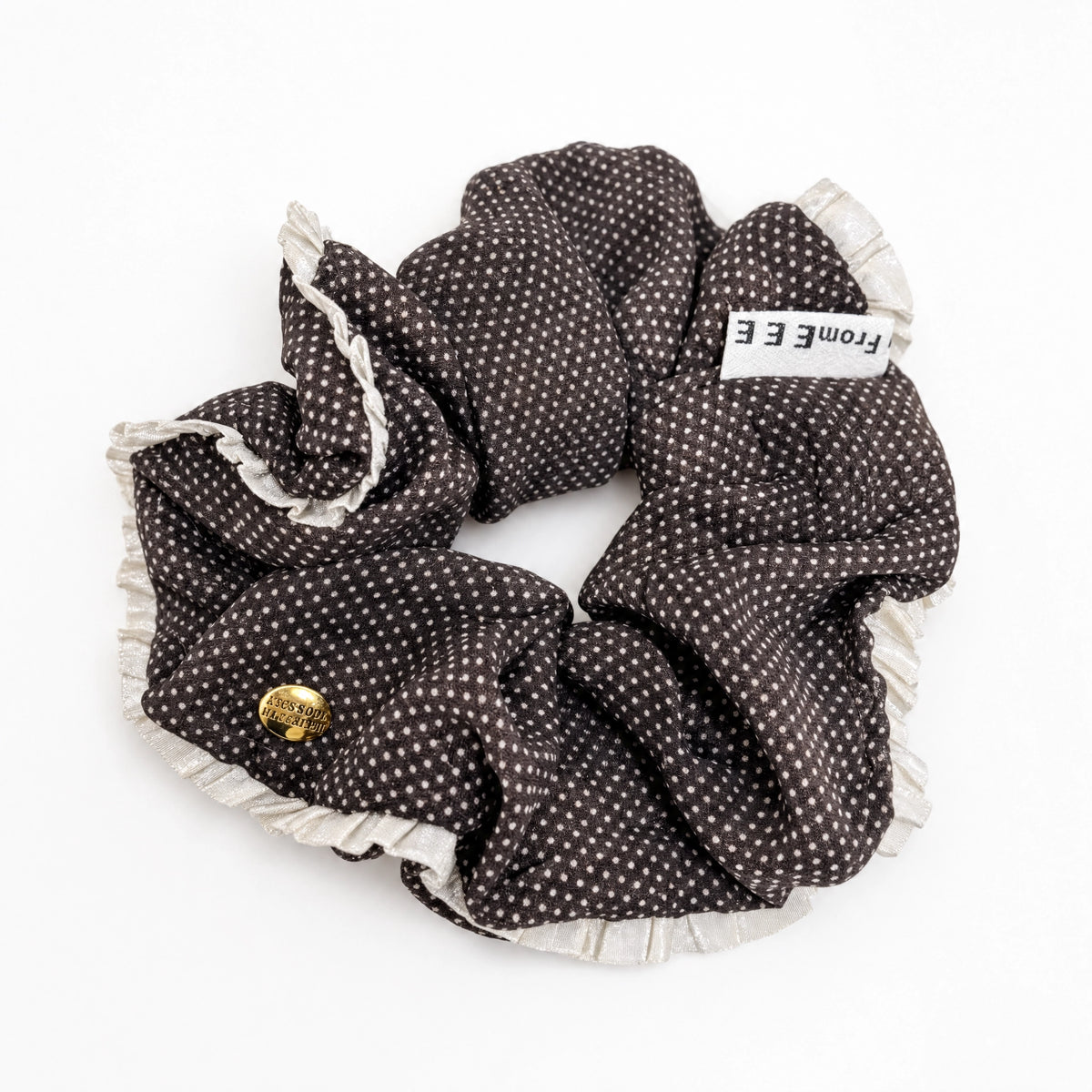 Autumn Edition - Dark Chocolate Polka Dot Ruffle Scrunchie