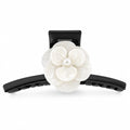 White Camellia Pearl Marble Big Claw Clip