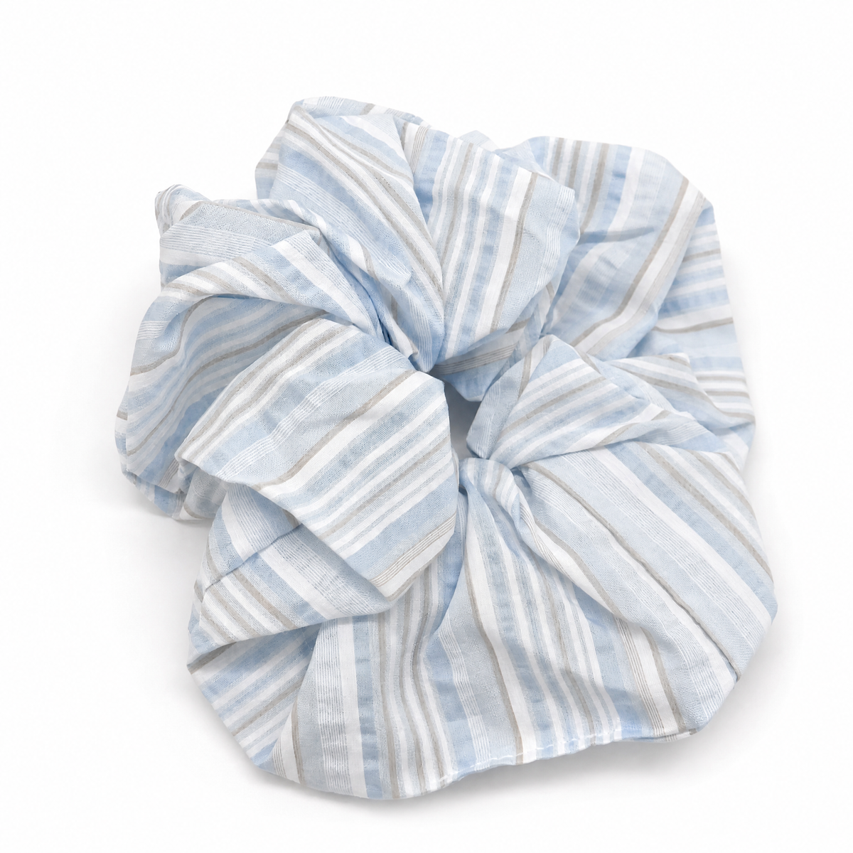Cotton Striped Scrunchie - Blue