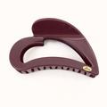 Deep burgundy red heart-shaped hair claw clip