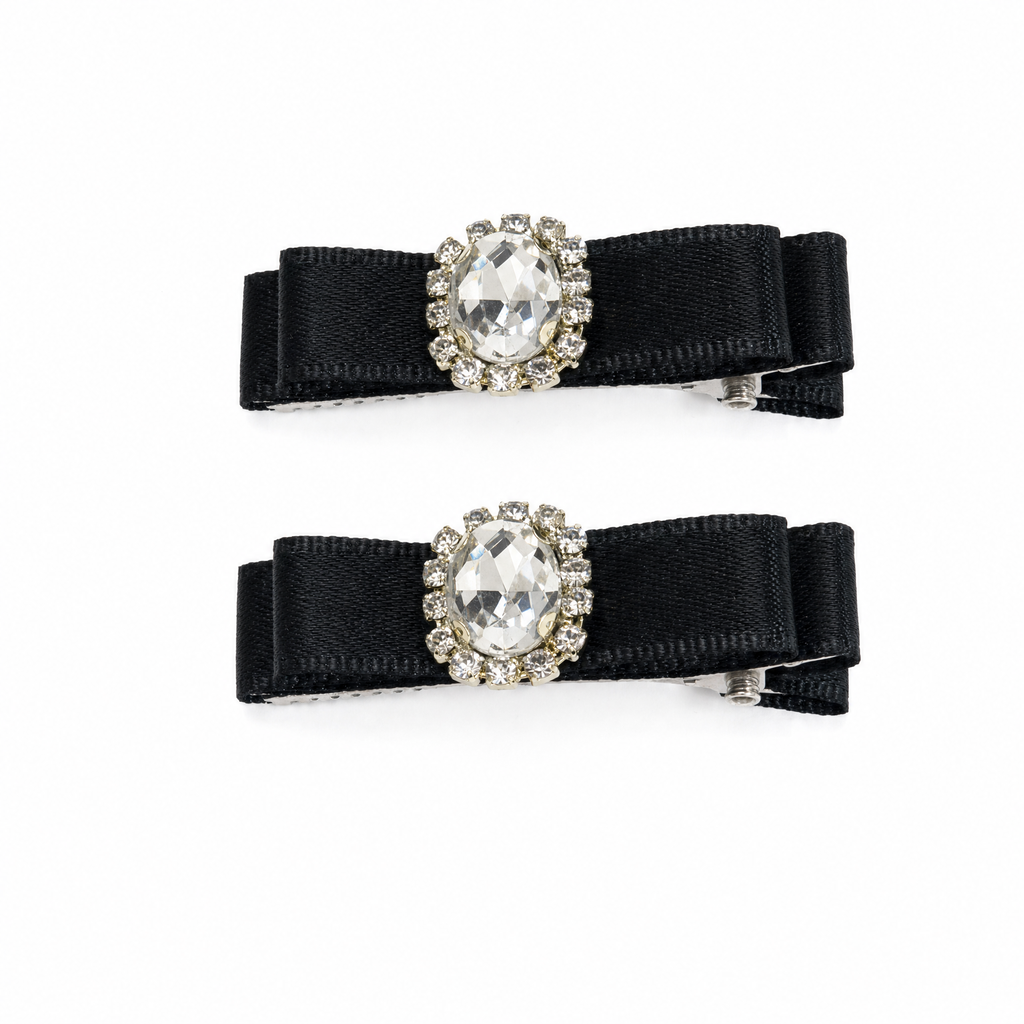 Parisian Crystal Bow Hair Clips Set (4-Pairs)