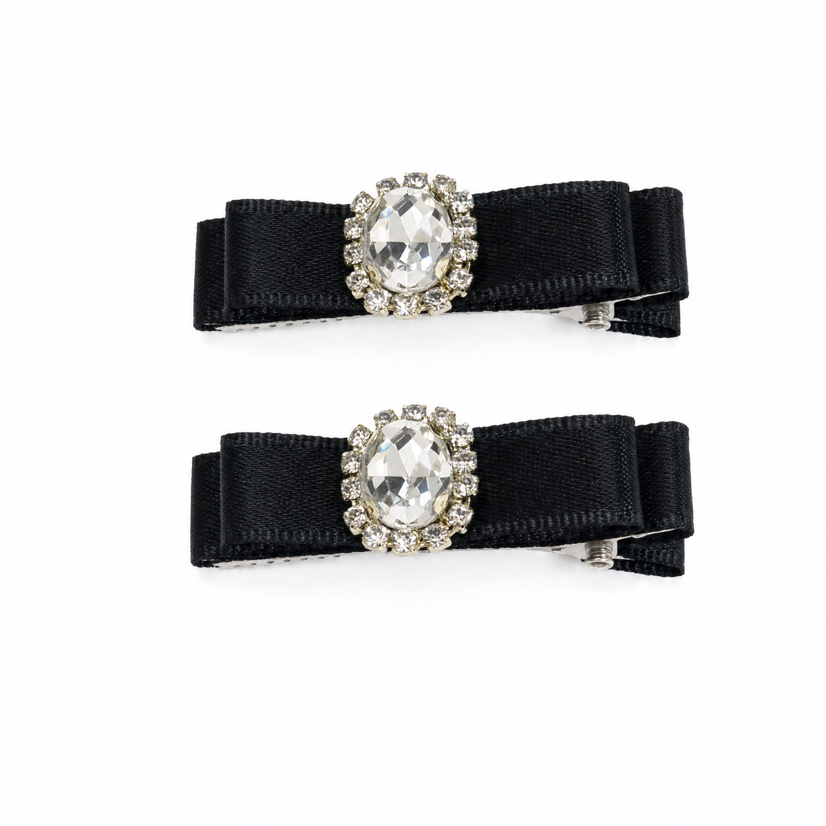 Parisian Crystal Bow Hair Clips Set (4-Pairs)
