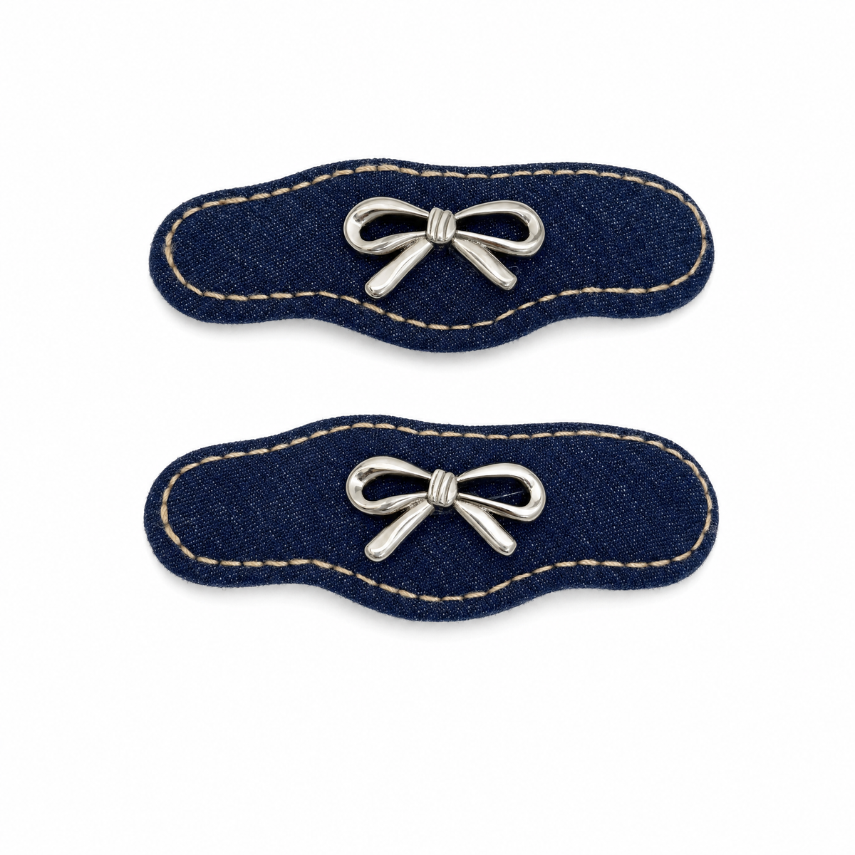 Dark Wash Denim Charm Hair Clip Set (3-Pairs)