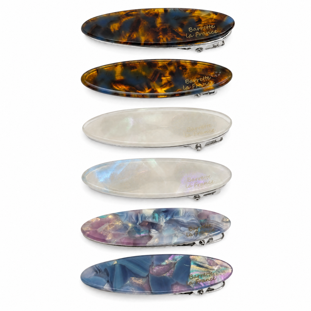 Starry Night Marble Oval Hair Clip Set (3 Pairs)