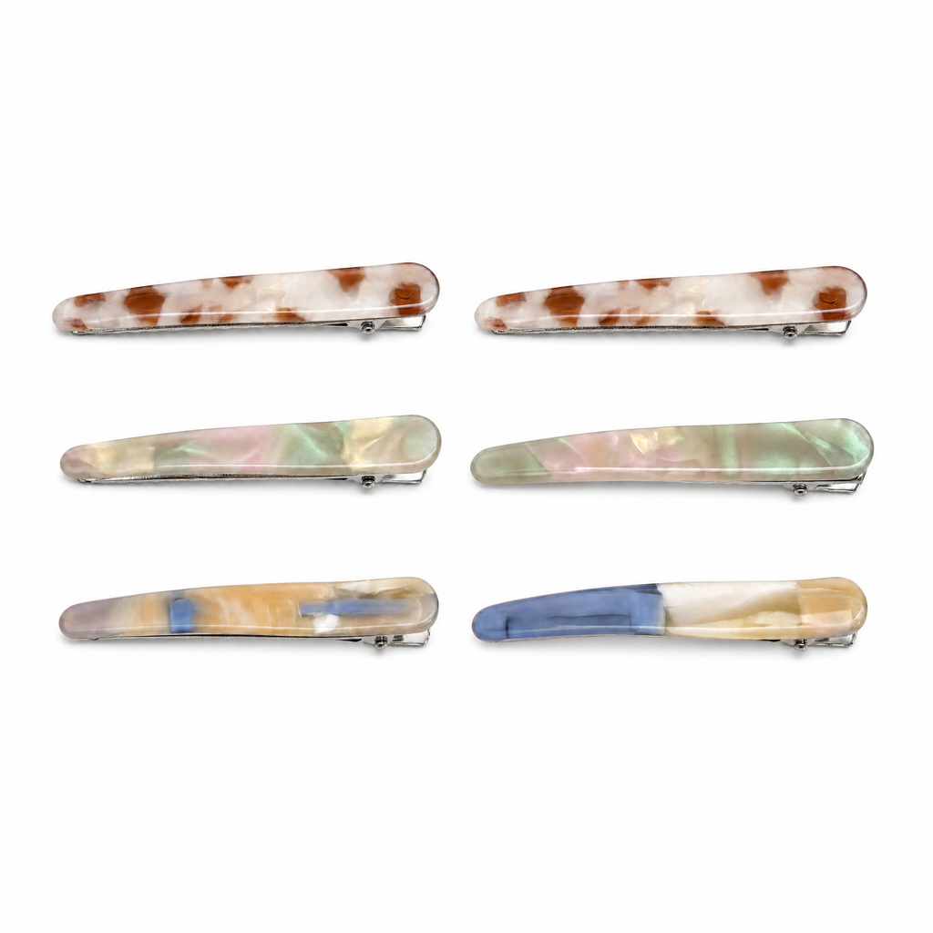 Marble Hair Clip Set (3-Pairs)