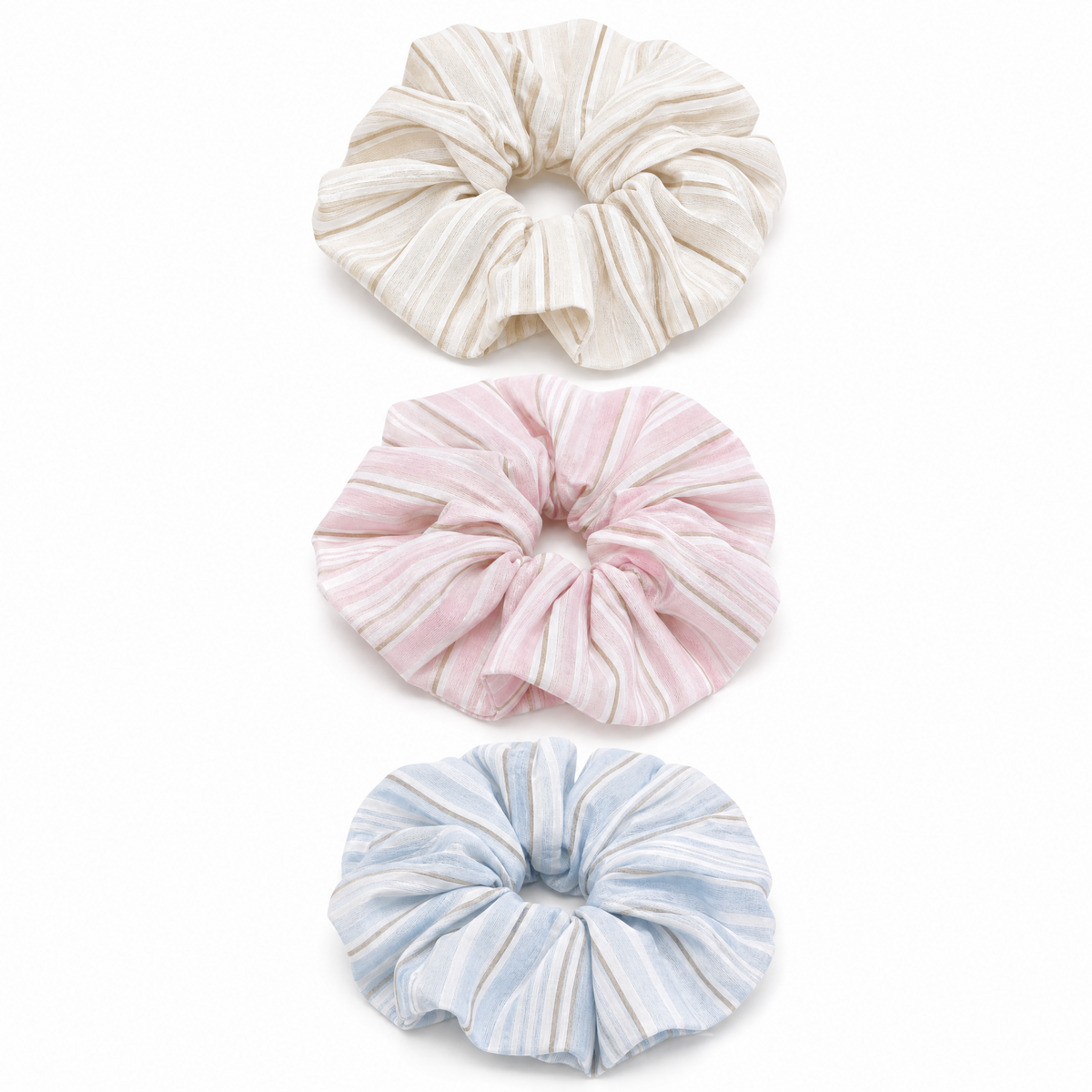 Cotton Striped Scrunchie Trio Set