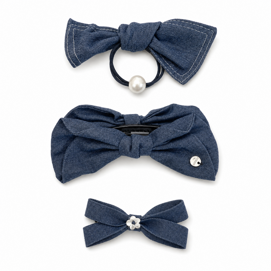 Denim Ribbon Trio Set