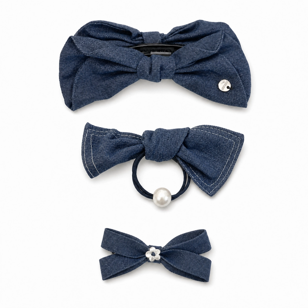 Denim Ribbon Trio Set